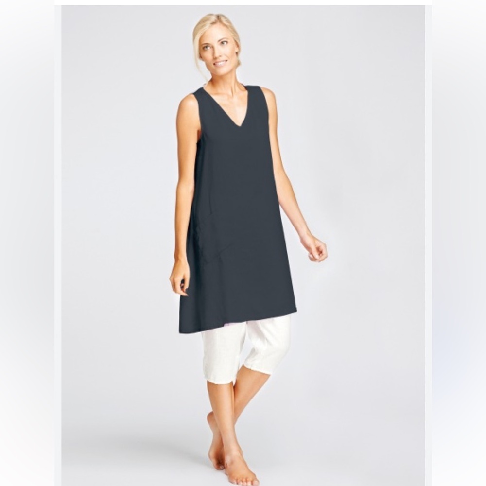 FLAX 100% Linen Black A-Line Dress size small - Picture 2 of 7